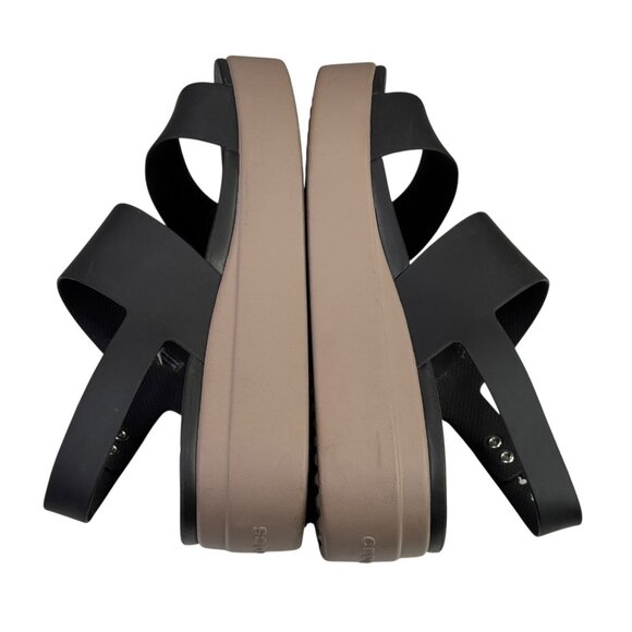 Crocs Brooklyn Low Wedge Sandals Womens 11 Black Tan LiteRide Platform Shoes - Picture 7 of 12